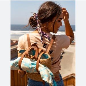 XIX Palms Insulated Picnic Cooler Bag Backpack Jute Woven Handmade